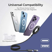 Magnetic Wireless Charger 15W Max Fast Wireless Charging Compatible with iPhone 15 14  Works with USB-A & USB-C Chargers