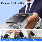 Aluminum Alloy Magnetic Card Holder Phone Stand Mount Metal Ultra-Thin Portable Foldable Card Holder for iPhone Samsung - NeoFrame