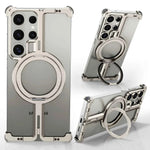 Frameless Phone Case for Samsung Galaxy S25 Ultra Magnetic Wireless Charging Phone Back Cover Shockproof Bumper Ring
