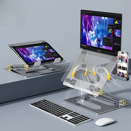Metal Laptop Stand for Macbook Tablet Portable Notebook Stand Height Adjustable Cooling Holder for 10-17 inch Computer - NeoFrame