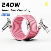 240W 4-in-1 Charging Cable 1.68m USB A/C to C/Lightning w/ Light for iPhone 17 16 15/MacBook Air/iPad/Samsung/Switch 2 - NeoFrame