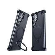 Magnetic Slim Phone Case for Samsung Galaxy S23/S24 Ultra Baze-less Phone Protective Cover Magsafe Finger Ring Holder