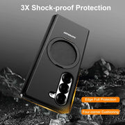 Magsafe Metal Flip Phone Case for Samsung Galaxy Z Fold 5/6 Full Coverage Protection Cover Kickstand Magnetic Ring