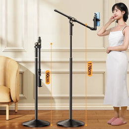 Multifunctional Metal Phone Floor Stand Height Adjustable Stand for Live Broadcast Bracket Lazy Stand Phone Holder - NeoFrame