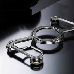 Metal Frameless Magnetic Phone Case for iPhone with 360°Rotate Stand Shockproof Protective Cover