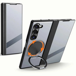 For Samsung Galaxy Z Fold 5/6 Phone Case Metal Flip Full Coverage Protective Cover with 360° Rotation Magsafe Kickstand
