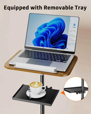 Portable Laptop Stand Tripod Floor Adjustable Height Projector Reading Tripod Stand with Tray Wheels Movable for Office