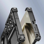 Metal Magnetic Frameless Phone Case For Samsung Galaxy S23/S23+/S23/S24 Ultra Shockproof Metal Cover Finger Ring Holder