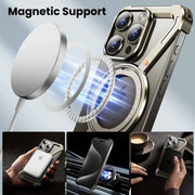 Metal MagSafe Case for iPhone — Bezel-less Magnetic Bumper with 360° Ring Holder
