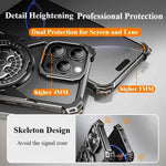 Metal Frameless Phone Case for iPhone with 360° Rotate Stand Bat Shape Fingertip Gyro Bumper Protective