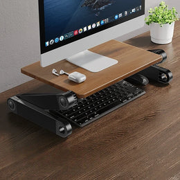 Portable Solid Wood Macbook Stand Laptop Booster Holder for Desk Vertical Height Adjustable Notebook Projector Bracket - NeoFrame