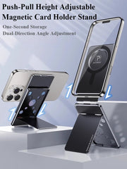 Aluminum Alloy Magnetic Card Holder Phone Stand Mount Metal Ultra-Thin Portable Foldable Card Holder for iPhone Samsung - NeoFrame