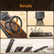 Walnut Phone Case for Huawei Mate X5 & X3 Bezel-less Phone Cover with Magnetic Kickstand Solid Wood Protective Shell