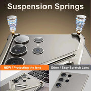 Metal Phone Case for Samsung Galaxy S24 Ultra Geometric Phone Protective Back Cover Framless Bumper Adjust Kickstand