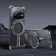 Metal Magnetic Phone Case for Xiaomi MIX Fold 4 with 360° Rotatable Stand Frameless Shockproof Protective Cover Alloy