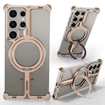 Frameless Phone Case for Samsung Galaxy S25 Ultra Magnetic Wireless Charging Phone Back Cover Shockproof Bumper Ring