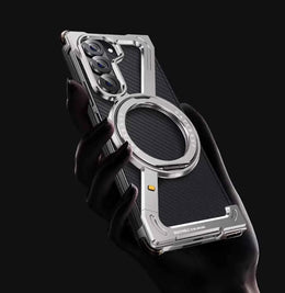 For Samsung Z Fold 5/6/ W24 Metal Phone Case Bezel-less Phone Cover for Samsung Folding Screen Shell Magnetic Stand