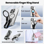 Phone Case for iPhone Dropproof Phone Cover w/ 360° Rotate Magsafe Ring Stand Bumper Silicone Lanyard
