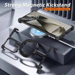 Metal Magnetic Frameless Phone Case For Samsung Galaxy S23/S23+/S23/S24 Ultra Shockproof Metal Cover Finger Ring Holder