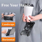 Metal Frameless Case for iPhone Phone Case with 360°Rotatable Stand Magsafe Protective Shockproof