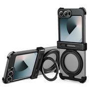 Phone Case for Samsung Galaxy Z Flip 6 with 360° Rotatable Stand Metal Magnetic Frameless Protective Cover Shockproof