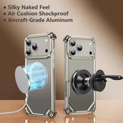 Metal Frameless Phone Case for iPhone Ultra-thin Magsafe Phone Case Air Cushion Shockproof