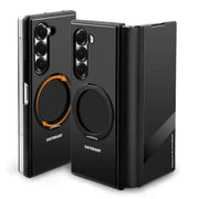 Magsafe Metal Flip Phone Case for Samsung Galaxy Z Fold 5/6 Full Coverage Protection Cover Kickstand Magnetic Ring