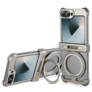 Phone Case for Samsung Galaxy Z Flip 6 with 360° Rotatable Stand Metal Magnetic Frameless Protective Cover Shockproof