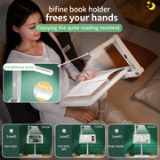 Angle Height Adjustable Laptop Stand with LED Light Liftable Reading Desk with Night Light Notebook Holder Tablet Mount - NeoFrame