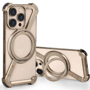 Metal Frameless Magnetic Phone Case for iPhone with 360°Rotate Stand Shockproof Protective Cover