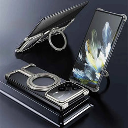 Metal Magnetic Phone Case for Xiaomi MIX Fold 4 with 360° Rotatable Stand Frameless Shockproof Protective Cover Alloy