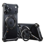 Metal Frameless Case for iPhone Phone Case with 360°Rotatable Stand Magsafe Protective Shockproof