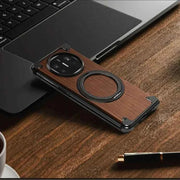 Walnut Phone Case for Huawei Mate X5 & X3 Bezel-less Phone Cover with Magnetic Kickstand Solid Wood Protective Shell