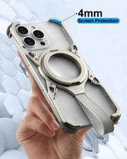 Magnetic Phone Case for iPhone Slim Phone Protective Cover Shockproof Bumper Kickstand Landyard