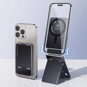 Aluminum Alloy Magnetic Card Holder Phone Stand Mount Metal Ultra-Thin Portable Foldable Card Holder for iPhone Samsung - NeoFrame