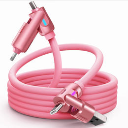 4 in 1 Fast Charging Cable 240W Type-C Lightning USB A Cord 480Mbps Data Cable Silicone Cable for iPhone Macbook Laptop - NeoFrame