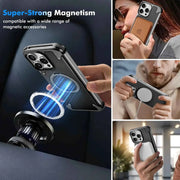 Magnetic Leather Phone Case for iPhone with 360° Rotatable Ring Stand Premium Luxury Dropproof Slim Cover