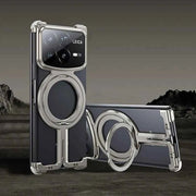 Metal Magnetic Phone Case for Xiaomi MIX Fold 4 with 360° Rotatable Stand Frameless Shockproof Protective Cover Alloy