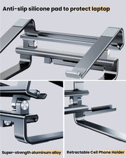 Aluminum Laptop Stand for Desk 150° Angle Adjustable Computer Heighten Stand Riser Heat Dissipation Notebook Booster - NeoFrame