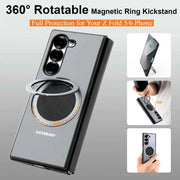 For Samsung Galaxy Z Fold 5/6 Phone Case Metal Flip Full Coverage Protective Cover with 360° Rotation Magsafe Kickstand