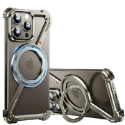 Metal MagSafe Case for iPhone — Bezel-less Magnetic Bumper with 360° Ring Holder