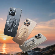2-in-1 Metal Magnetic Phone Holder & Genuine Leather Ring Strap Foldable Adjustable Phone Stand Universal for iPhone - NeoFrame