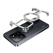 Metal Frameless Phone Case for Xiaomi 14/14Pro/14 Ultra Wireless Charging Phone Cover Shockproof Bumper Hidden Stand