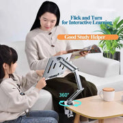 360°Rotatable Laptop Stand Clamp Tablet Hightening Support Holder Book Bracket Height Adjustable Desktop Bed Lazy Stand