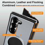 For Samsung Galaxy Z Fold 5/6 Phone Case Metal Flip Full Coverage Protective Cover with 360° Rotation Magsafe Kickstand