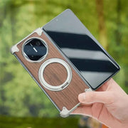 Walnut Phone Case for Huawei Mate X5 & X3 Bezel-less Phone Cover with Magnetic Kickstand Solid Wood Protective Shell