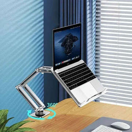 360°Rotatable Laptop Stand Clamp Tablet Hightening Support Holder Book Bracket Height Adjustable Desktop Bed Lazy Stand