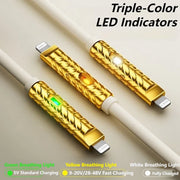 240W 4-in-1 Charging Cable 1.68m USB A/C to C/Lightning w/ Light for iPhone 17 16 15/MacBook Air/iPad/Samsung/Switch 2 - NeoFrame