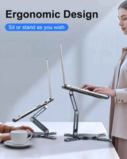 Metal Foldable Laptop Stand Desk 360° Rotatable Portable Stable Height Adjustable for Universal 12-18