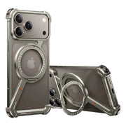 Metal Frameless Case for iPhone Phone Case with 360°Rotatable Stand Magsafe Protective Shockproof